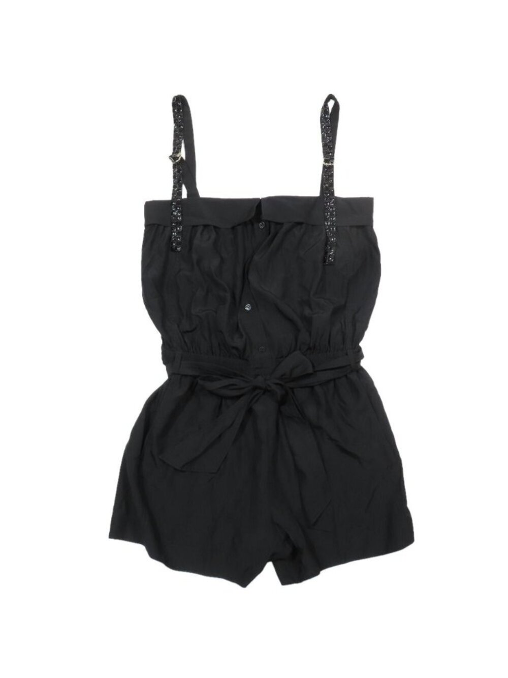 Louis Vuitton Damier Strap Silk Camisole Jumpsuit Shorts Black 40